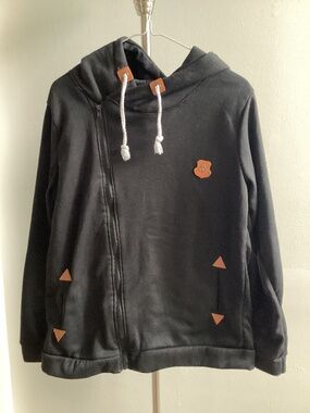 Black off centre zip hoodie